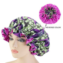 Load image into Gallery viewer, New Extra large Satin Lined Bonnets women African pattern print fabric Ankara bonnets Night Sleep Hat Ladies Turban
