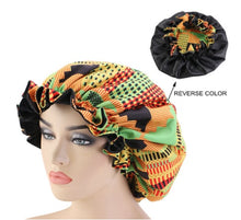Load image into Gallery viewer, New Extra large Satin Lined Bonnets women African pattern print fabric Ankara bonnets Night Sleep Hat Ladies Turban