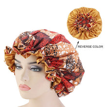 Load image into Gallery viewer, New Extra large Satin Lined Bonnets women African pattern print fabric Ankara bonnets Night Sleep Hat Ladies Turban