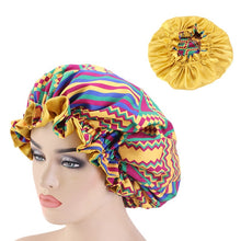 Load image into Gallery viewer, New Extra large Satin Lined Bonnets women African pattern print fabric Ankara bonnets Night Sleep Hat Ladies Turban