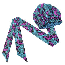 Load image into Gallery viewer, New Extra large Satin Lined Bonnets women African pattern print fabric Ankara bonnets Night Sleep Hat Ladies Turban