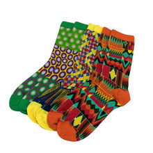 Load image into Gallery viewer, 3 Pairs/pack Women Socks African Print Striped Lattice Design Colorful Soft Socks Leisure Skateboard Socks Funny Gift Multicolor