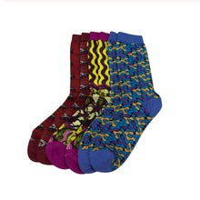 Load image into Gallery viewer, 3 Pairs/pack Women Socks African Print Striped Lattice Design Colorful Soft Socks Leisure Skateboard Socks Funny Gift Multicolor