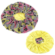 Load image into Gallery viewer, New Extra large Satin Lined Bonnets women African pattern print fabric Ankara bonnets Night Sleep Hat Ladies Turban