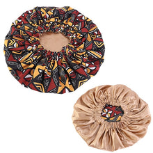 Load image into Gallery viewer, New Extra large Satin Lined Bonnets women African pattern print fabric Ankara bonnets Night Sleep Hat Ladies Turban