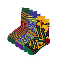 Load image into Gallery viewer, 3 Pairs/pack Women Socks African Print Striped Lattice Design Colorful Soft Socks Leisure Skateboard Socks Funny Gift Multicolor