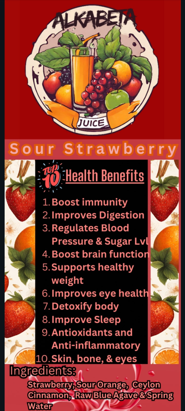 Fresh Sour Strawberry Juice (16 oz)