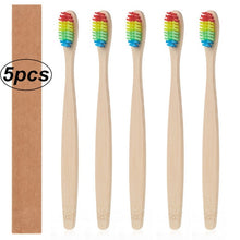Load image into Gallery viewer, 5-10pcs Toothbrush Bamboo Handle, Color Variety, Whitening Soft Bristle Bamboo Travel Eco-friendly Wooden Tooth Brushes
