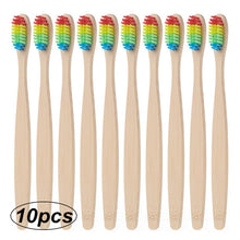 Load image into Gallery viewer, 5-10pcs Toothbrush Bamboo Handle, Color Variety, Whitening Soft Bristle Bamboo Travel Eco-friendly Wooden Tooth Brushes
