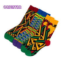 Load image into Gallery viewer, 3 Pairs/pack Women Socks African Print Striped Lattice Design Colorful Soft Socks Leisure Skateboard Socks Funny Gift Multicolor
