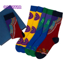 Load image into Gallery viewer, 3 Pairs/pack Women Socks African Print Striped Lattice Design Colorful Soft Socks Leisure Skateboard Socks Funny Gift Multicolor
