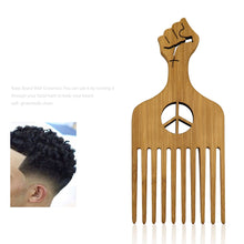 Load image into Gallery viewer, Natural Wooden African Pick Comb Afro Hair Wide Teeth Comb Hairdressing Styling Tool
