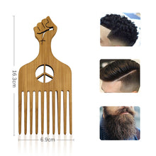 Load image into Gallery viewer, Natural Wooden African Pick Comb Afro Hair Wide Teeth Comb Hairdressing Styling Tool
