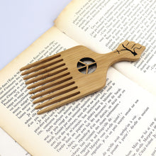 Load image into Gallery viewer, Natural Wooden African Pick Comb Afro Hair Wide Teeth Comb Hairdressing Styling Tool
