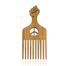 Load image into Gallery viewer, Natural Wooden African Pick Comb Afro Hair Wide Teeth Comb Hairdressing Styling Tool
