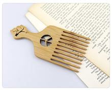 Load image into Gallery viewer, Natural Wooden African Pick Comb Afro Hair Wide Teeth Comb Hairdressing Styling Tool
